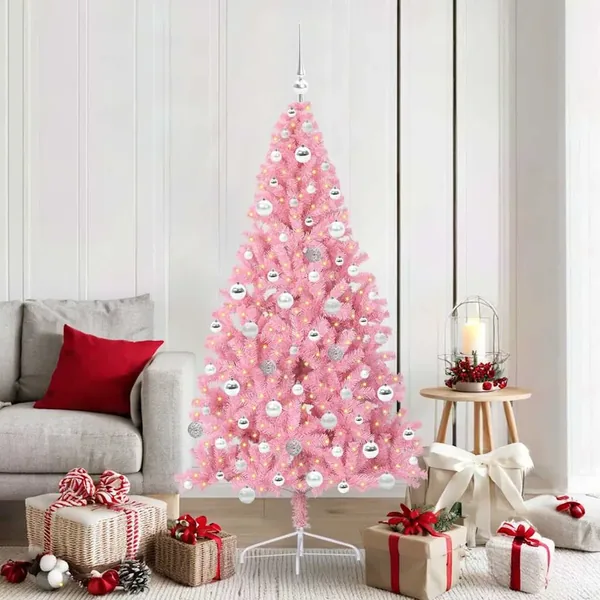 Sapin de Noël artificiel pré-éclairé Rose 180 cm PVC