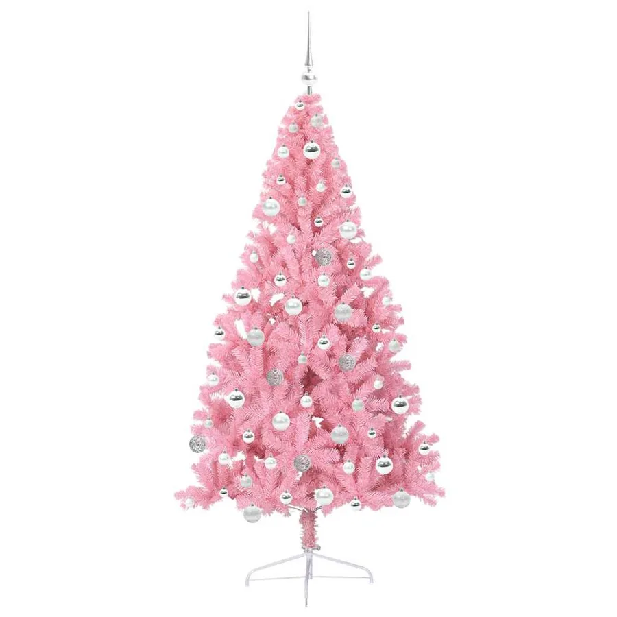 Sapin de Noël artificiel pré-éclairé Rose 180 cm PVC - 4