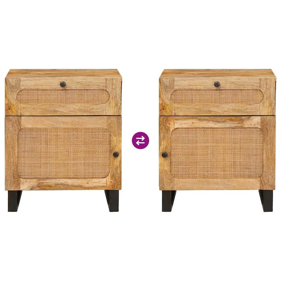 Cabinet de chevet Naturel 50 x 33 x 60 cm Bois de mangue massif - 10