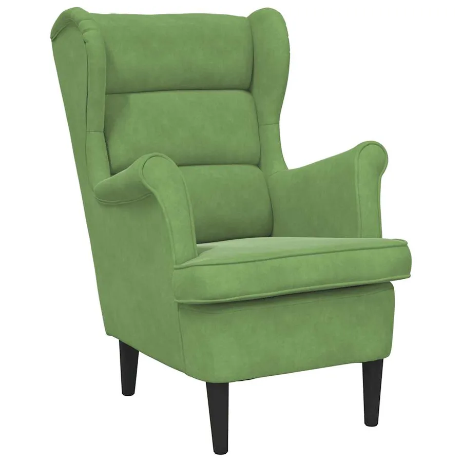 Fauteuil vert clair velours - 2