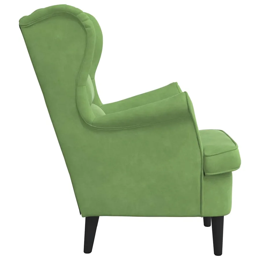 Fauteuil vert clair velours - 5