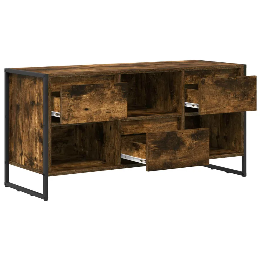 Meuble TV Chêne Fumé 100 x 36 x 49,5 cm Bois d'ingénierie - 5