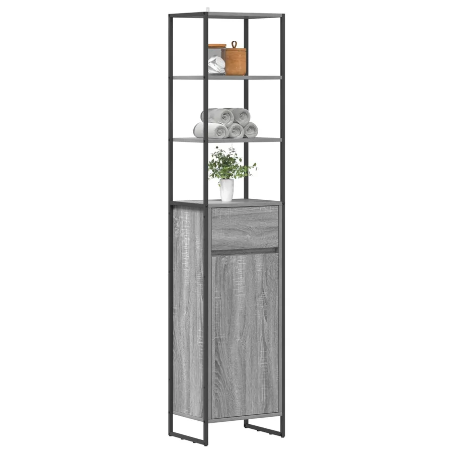 Cabinet de salle de bain Gris Sonoma 40 x 30 x 180 cm - 3