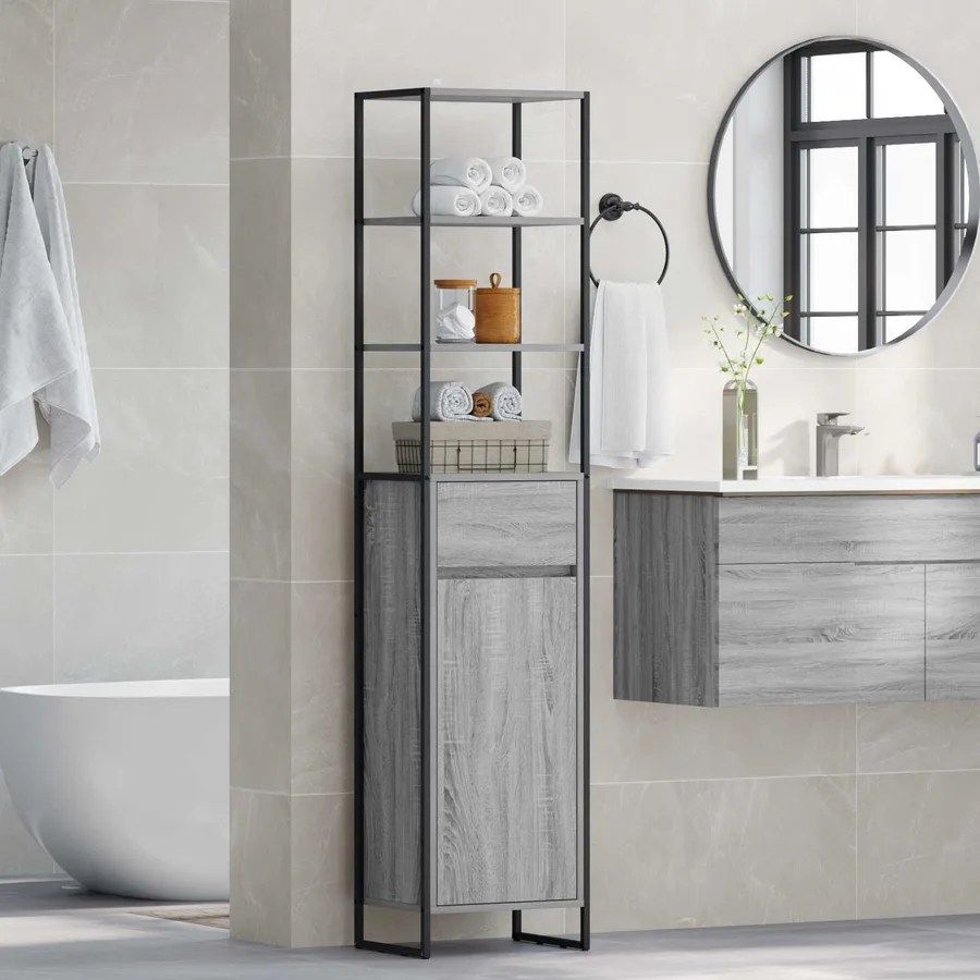 Cabinet de salle de bain Gris Sonoma 40 x 30 x 180 cm - 4