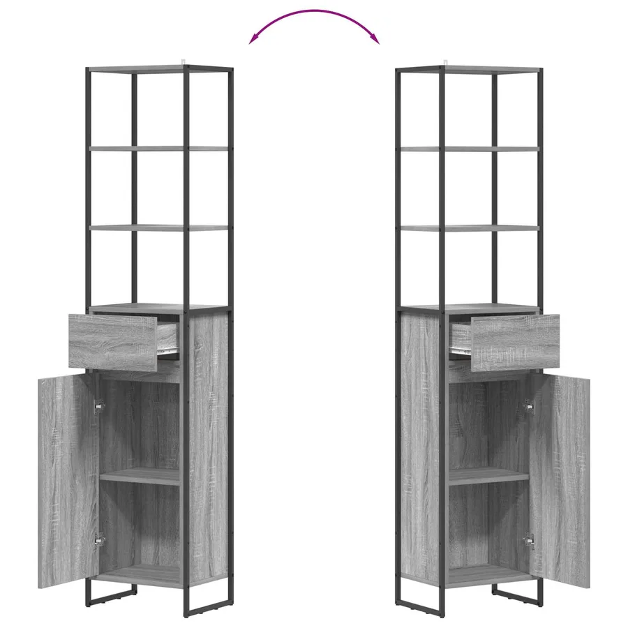 Cabinet de salle de bain Gris Sonoma 40 x 30 x 180 cm - 8