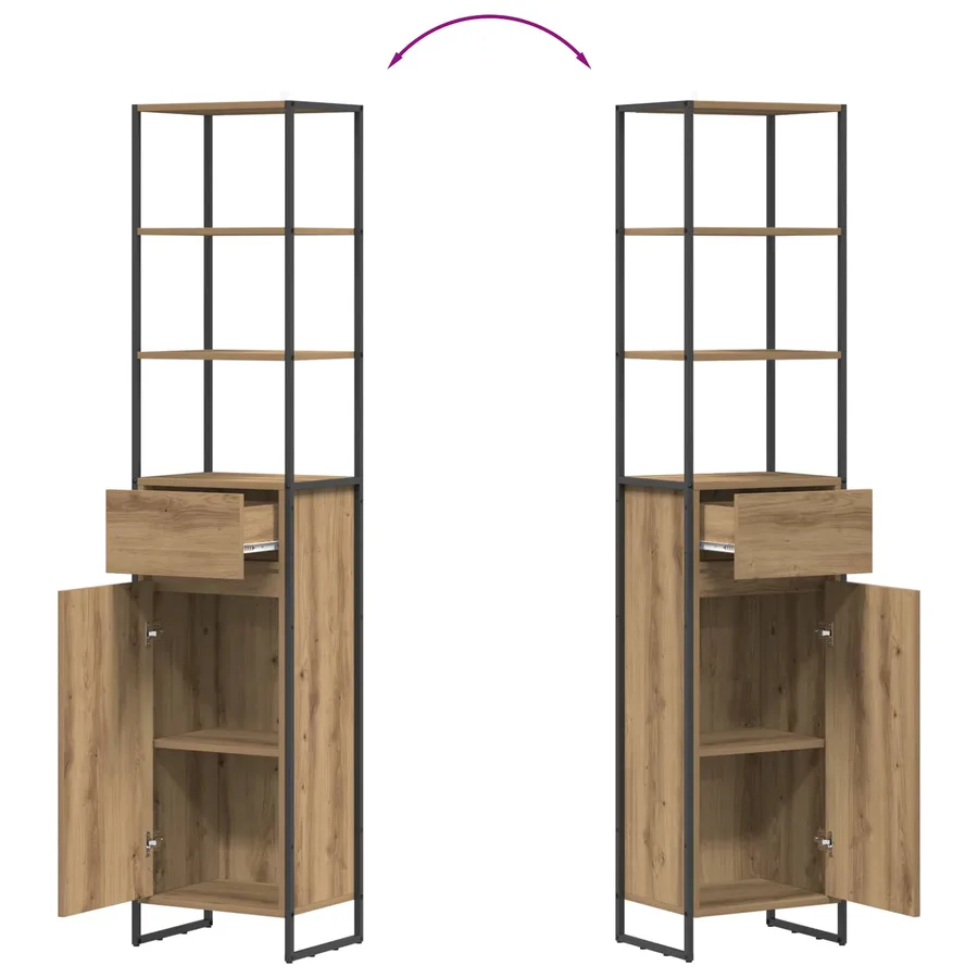 Cabinet de salle de bain Chêne artisan 40 x 30 x 180 cm - 8