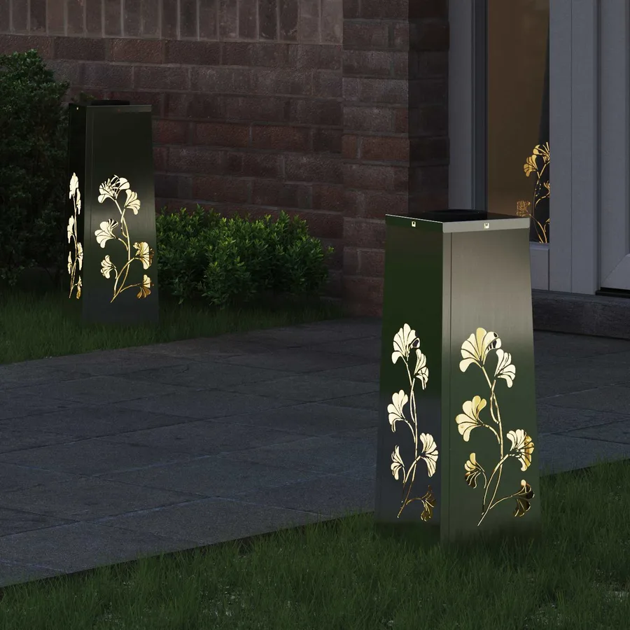 Lumière de chemin LED solaire 2 pcs Blanc chaud 18 x 18 x 50 cm - 3