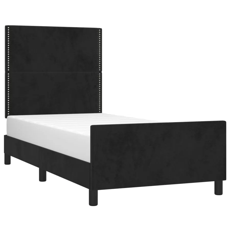 Cadre de lit sans matelas noir 90x190 cm velours - 3