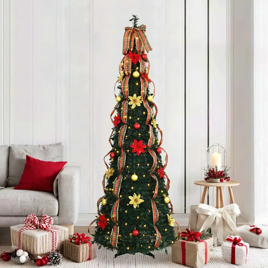 Sapin de Noël artificiel avec 200 LED Vert 215 cm PVC