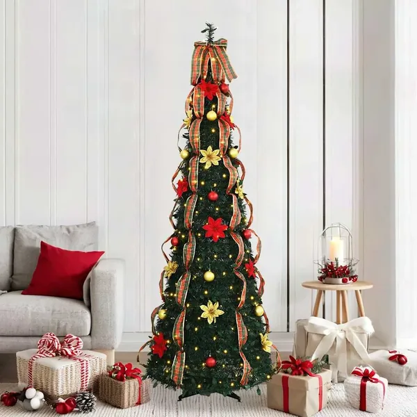 Sapin de Noël artificiel avec 200 LED Vert 215 cm PVC