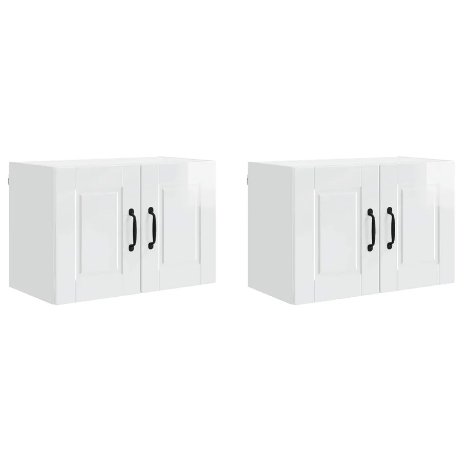 Meuble mural PORTO 2 pcs Blanc brillant 60 x 31 x 40 cm - 2