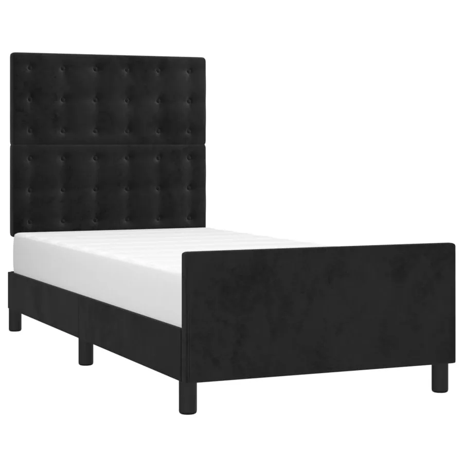 Cadre de lit sans matelas noir 90x190 cm velours - 3
