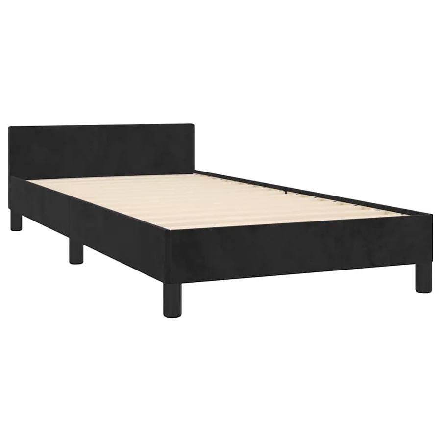 Cadre de lit et tête de lit sans matelas noir 90x190 cm velours - 4