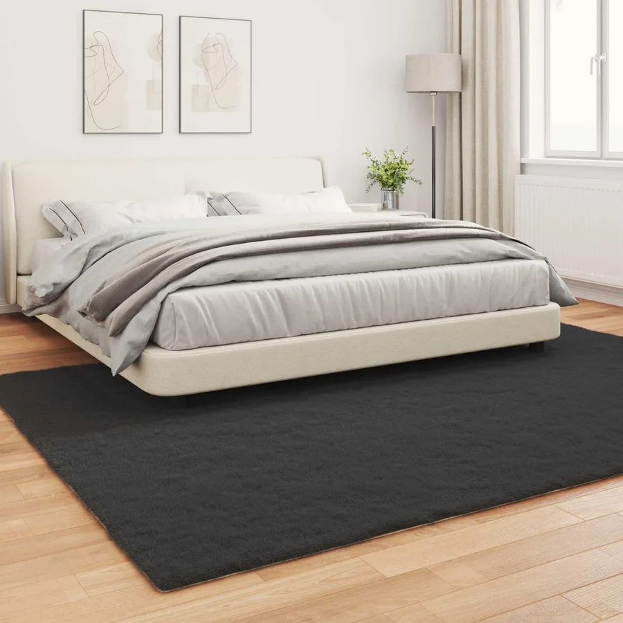 Tapis antidérapant en fausse de lapin OLITE Noir 240 x 340 cm - 4