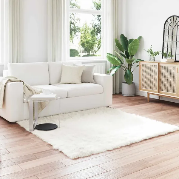 Tapis en fausse TAFALLA Blanc 120 x 120 cm Polyester