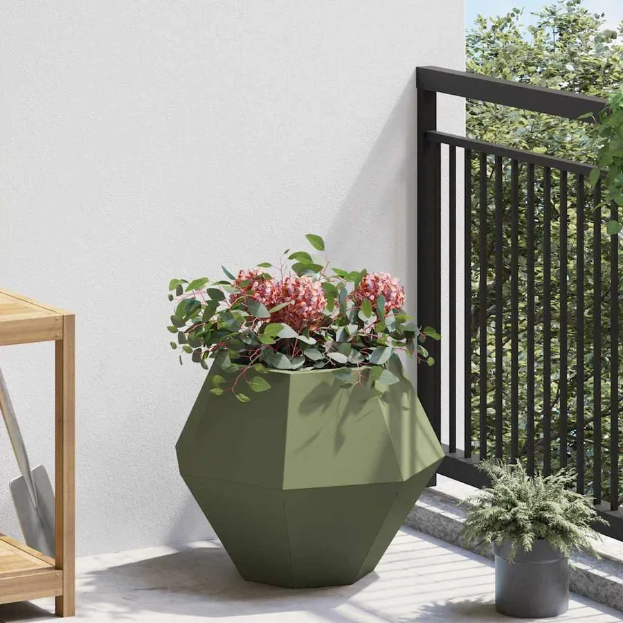 Jardinière 2 pc Vert olive 50 x 50 x 40 cm Acier - 4