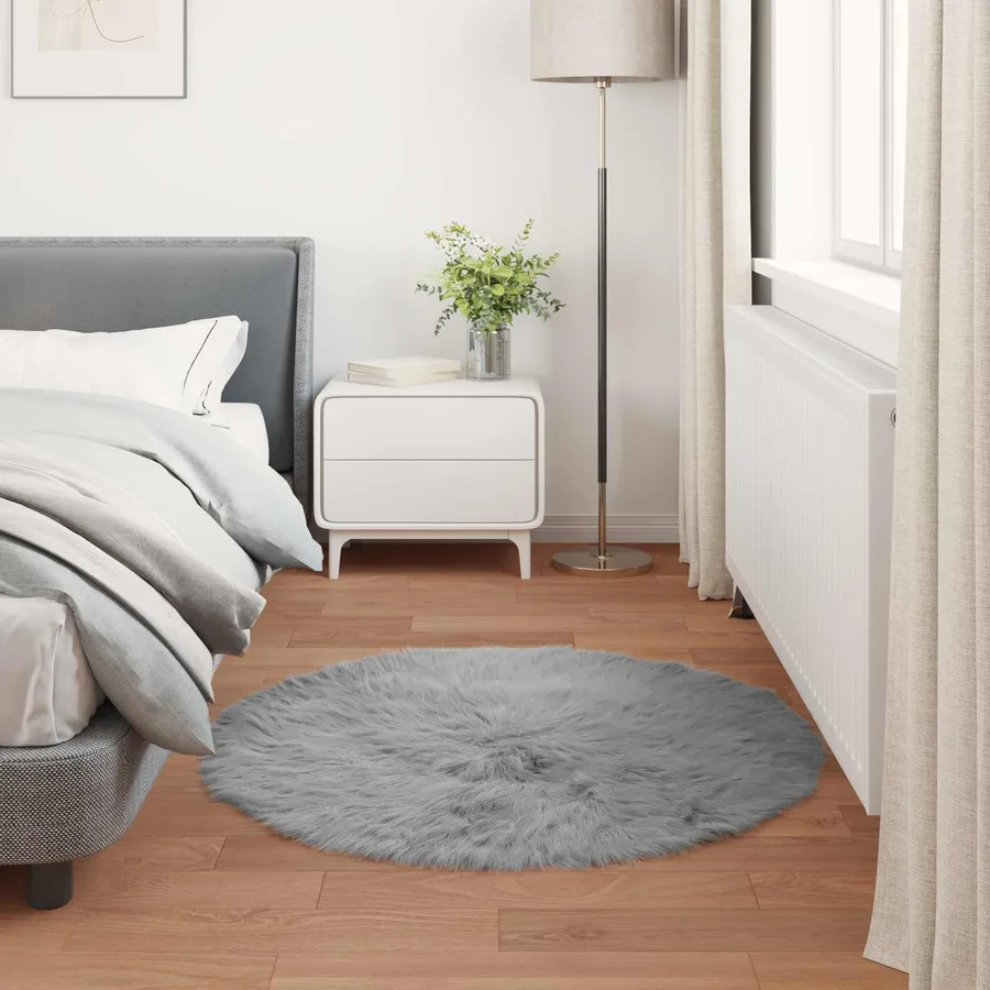 Tapis en fausse TAFALLA Gris Ø 100 cm Polyester - 4
