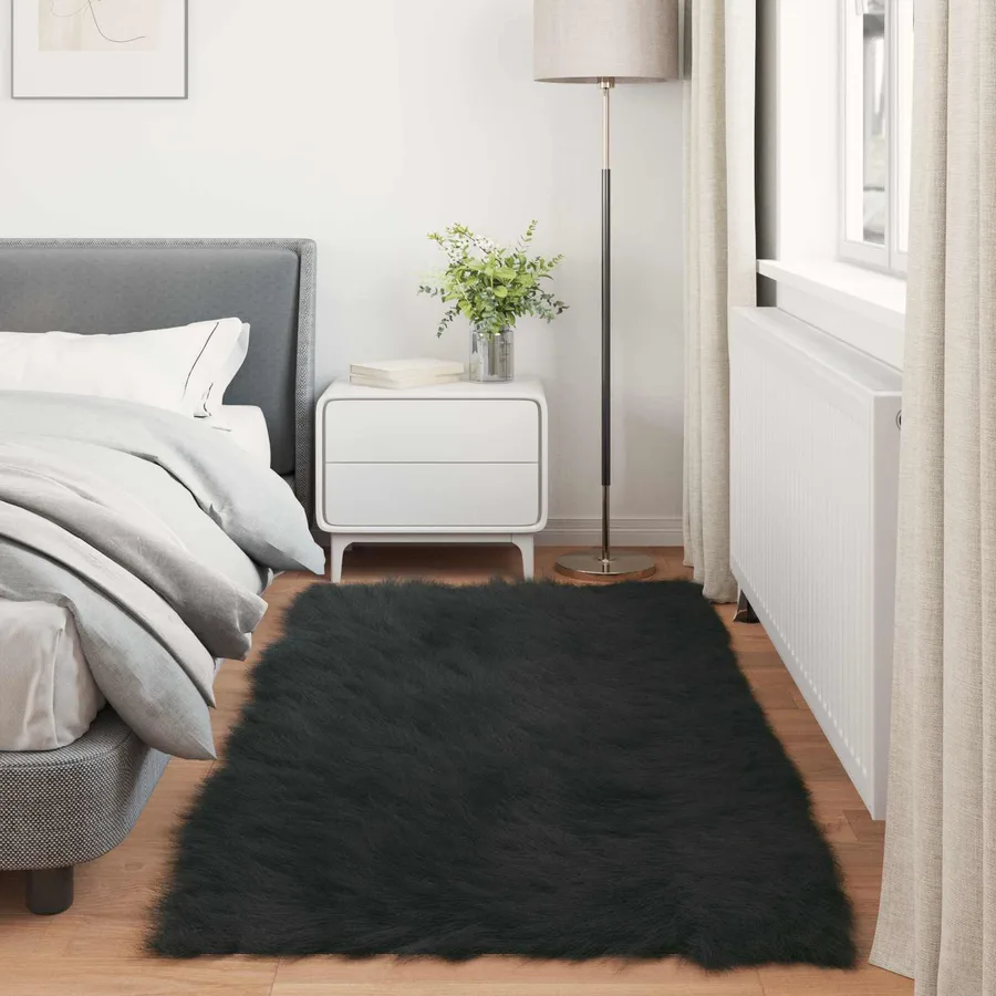 Tapis en fausse TAFALLA Noir 100 x 200 cm Polyester - 4