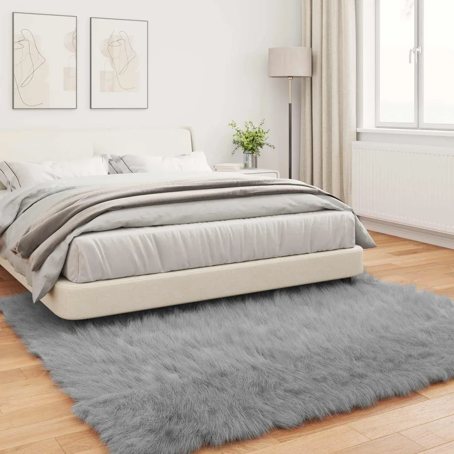 Tapis en fausse TAFALLA Gris 240 x 240 cm Polyester - 4