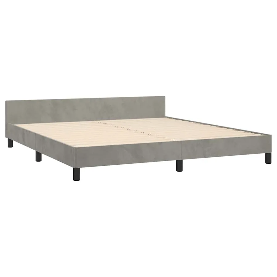 Cadre de lit sans matelas gris clair 160x200 cm velours - 4