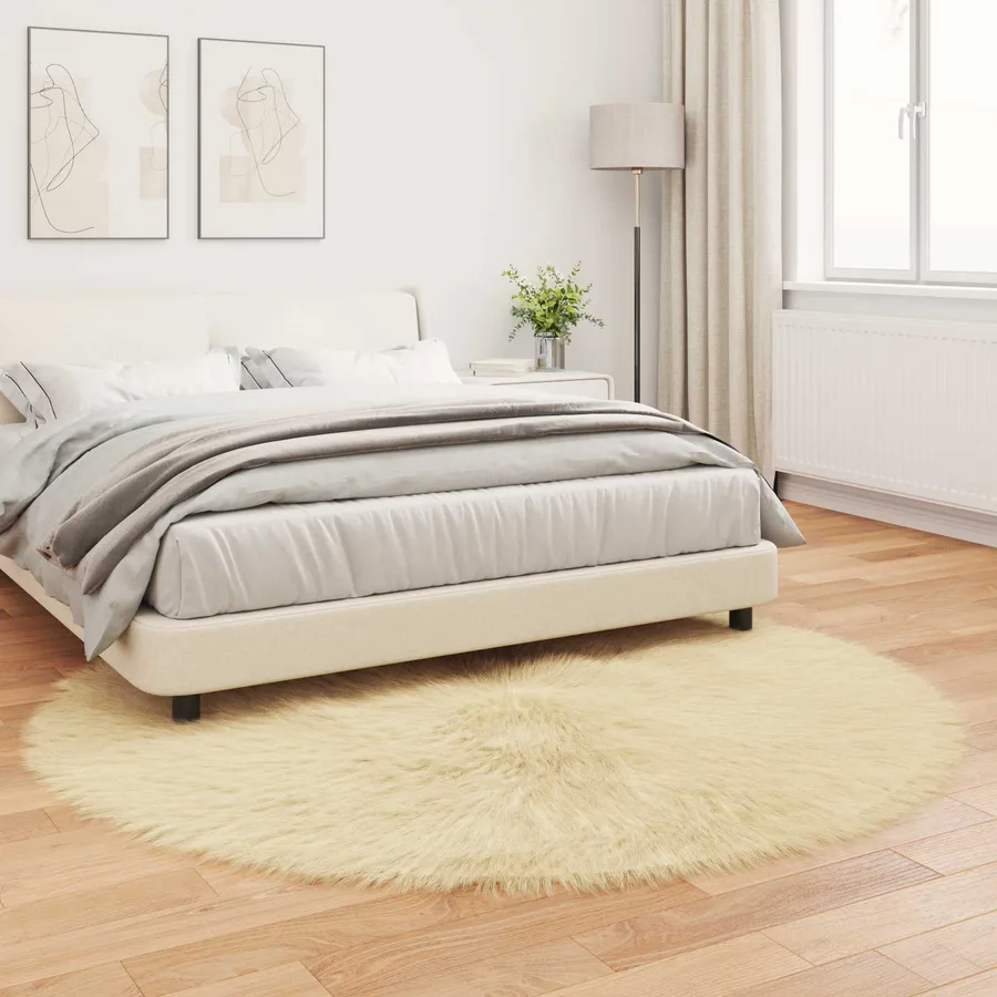 Tapis en fausse TAFALLA Crème Ø 200 cm Polyester - 4