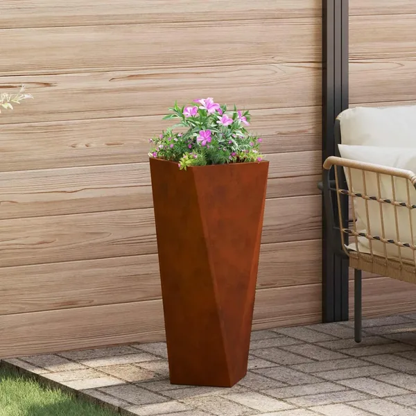 Jardinière Rouillé 30 x 30 x 75 cm Acier patiné