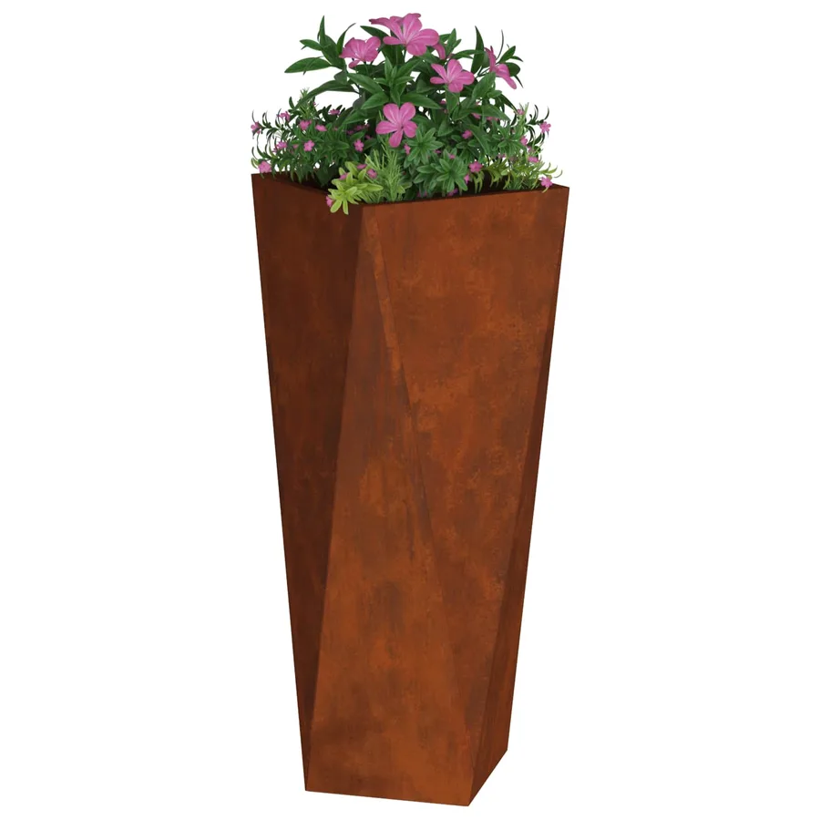 Jardinière Rouillé 30 x 30 x 75 cm Acier patiné - 3