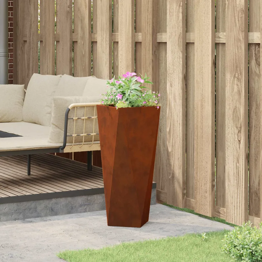 Jardinière Rouillé 30 x 30 x 75 cm Acier patiné - 4