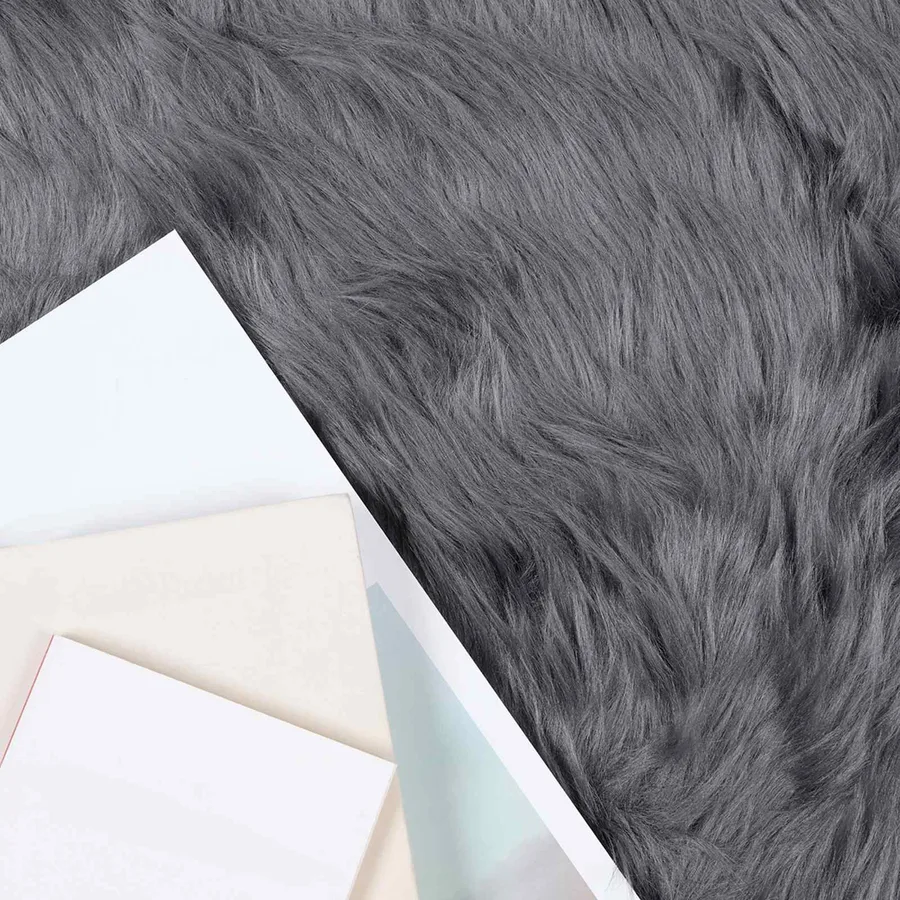 Tapis en fausse TAFALLA Anthracite 120 x 120 cm Polyester - 3