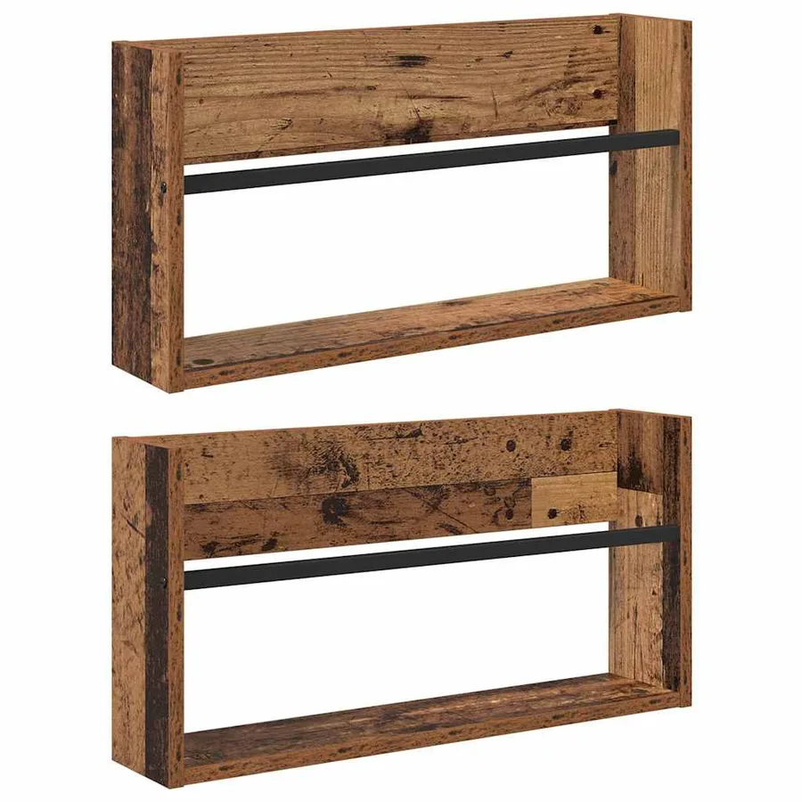 Étagère à magazines 2 pcs Bois ancien 60 x 12 x 30 cm - 2
