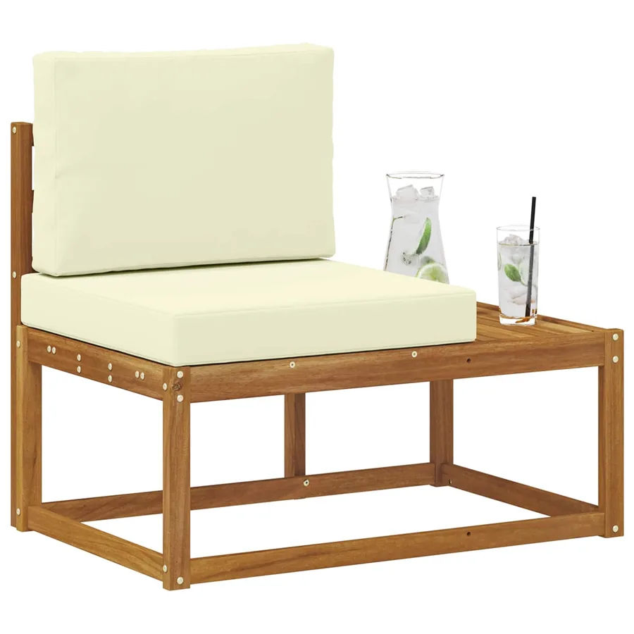 Canapé d'extérieur en bout avec coussin Naturel 91 x 63 x 73 cm - 3