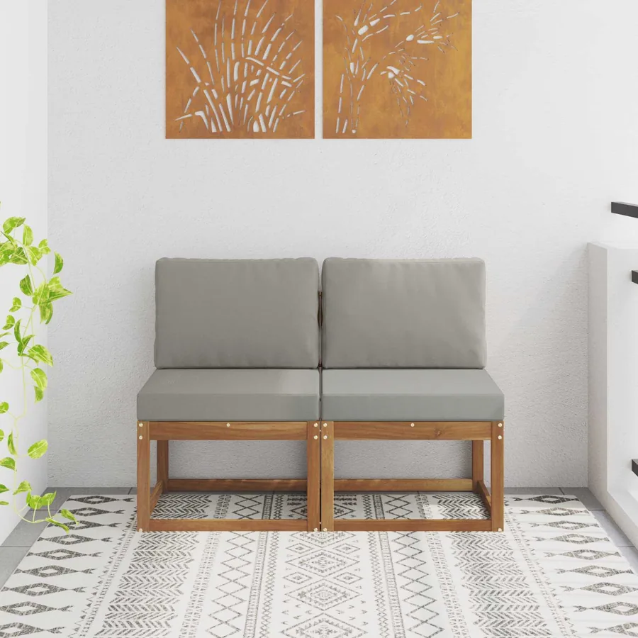 2 Pièce Sofa de milieu extérieur Bois d'Acacia Massif Naturel