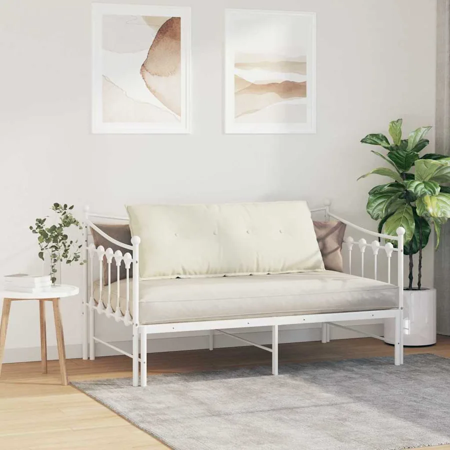 Coussin de Dos Crème 120 x 50 cm Tissu en velours côtelé - 4