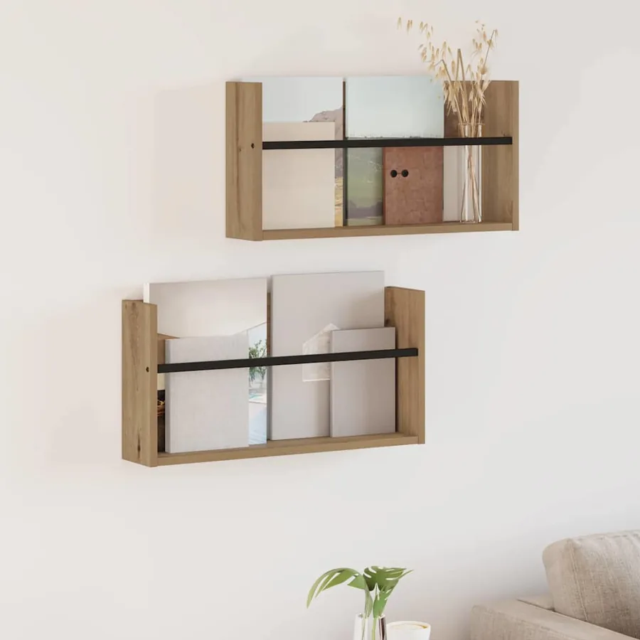 Étagère à magazines 2 pc Chêne artisanal 60 x 12 x 30 cm