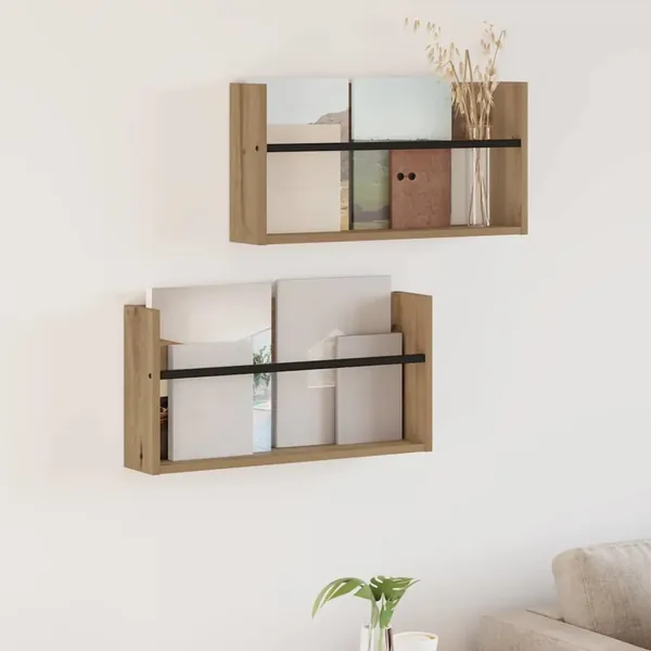 Étagère à magazines 2 pc Chêne artisanal 60 x 12 x 30 cm
