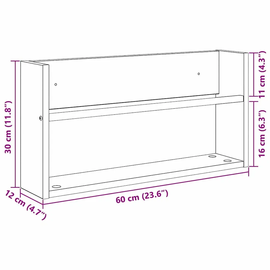 Étagère à magazines 2 pc Chêne artisanal 60 x 12 x 30 cm - 12