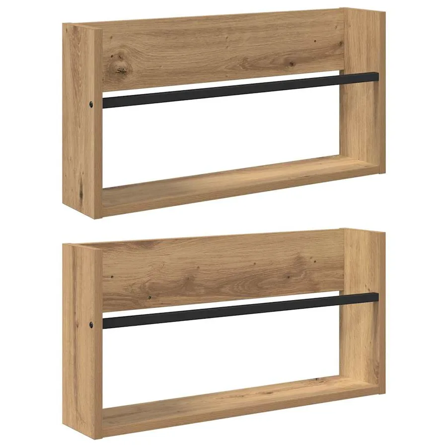 Étagère à magazines 2 pc Chêne artisanal 60 x 12 x 30 cm - 2
