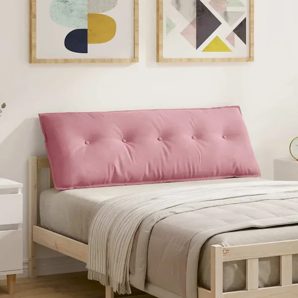 Coussin de Dos Rose 140 x 50 cm Tissu en velours côtelé