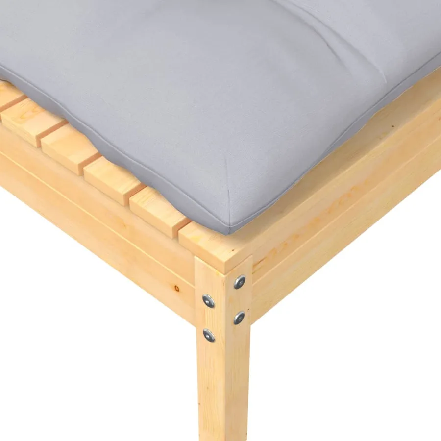 Salon de jardin 5 pcs avec coussins gris bois de pin massif - 8