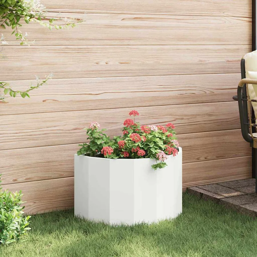 Jardinière Blanc 60 x 30 x 35 cm Acier - 4