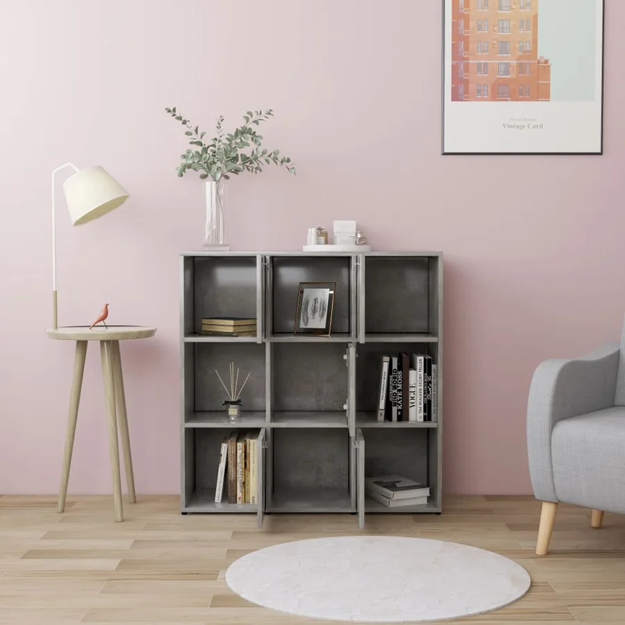 Bibliothèque Gris béton 90x30x90 cm Bois d’ingénierie - 3