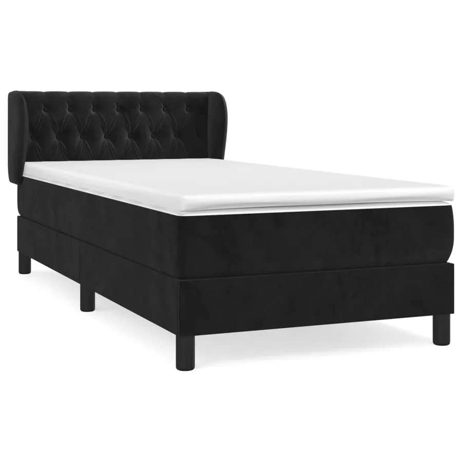 Sommier à lattes de lit avec matelas Noir 90x190 cm Velours - 2