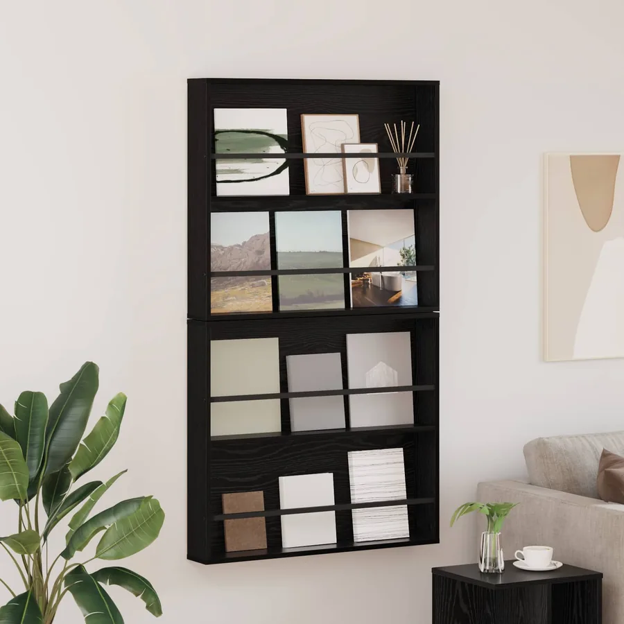 Étagère à magazines 2 pcs Chêne noir 80 x 12 x 70 cm