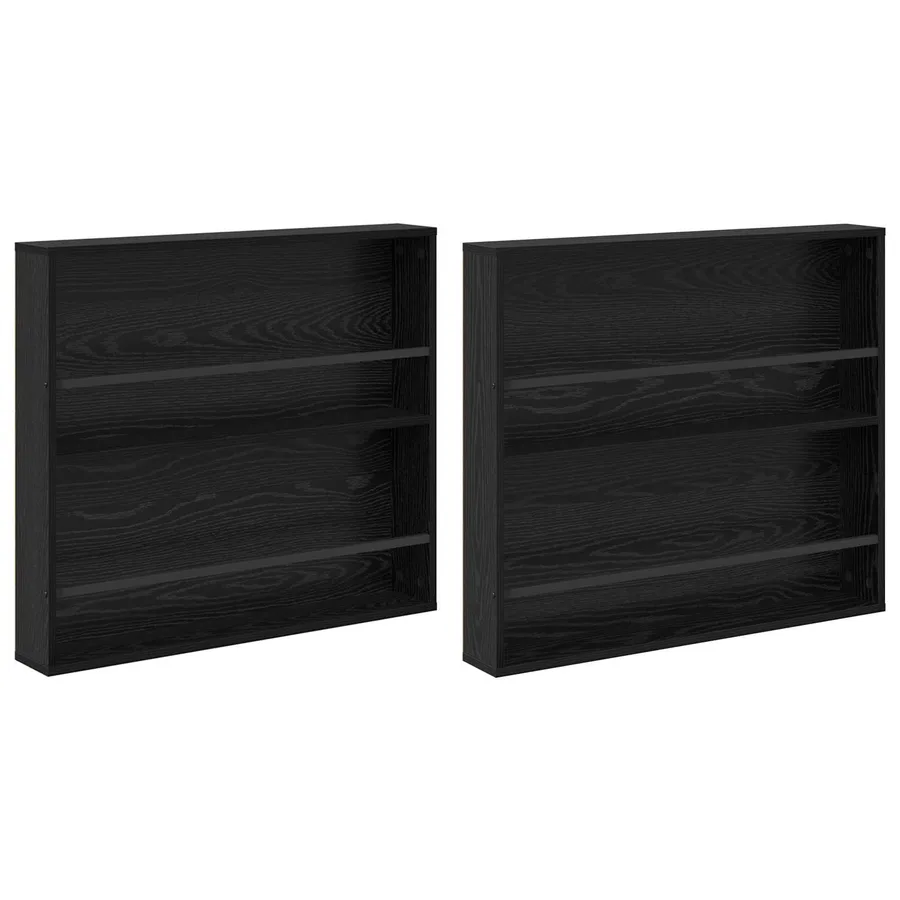 Étagère à magazines 2 pcs Chêne noir 80 x 12 x 70 cm - 2