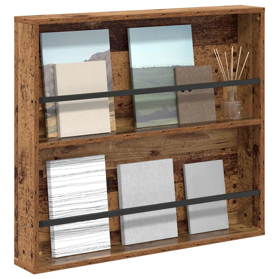 Étagère à magazines avec étagère Bois ancien 80 x 12 x 70 cm - 3