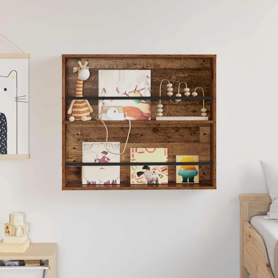 Étagère à magazines avec étagère Bois ancien 80 x 12 x 70 cm - 4