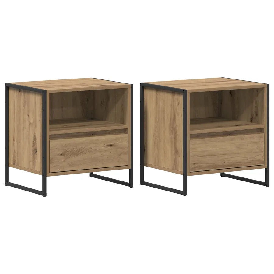 Table de chevet 2 pc Chêne artisan 50 x 39,5 x 50 cm - 2