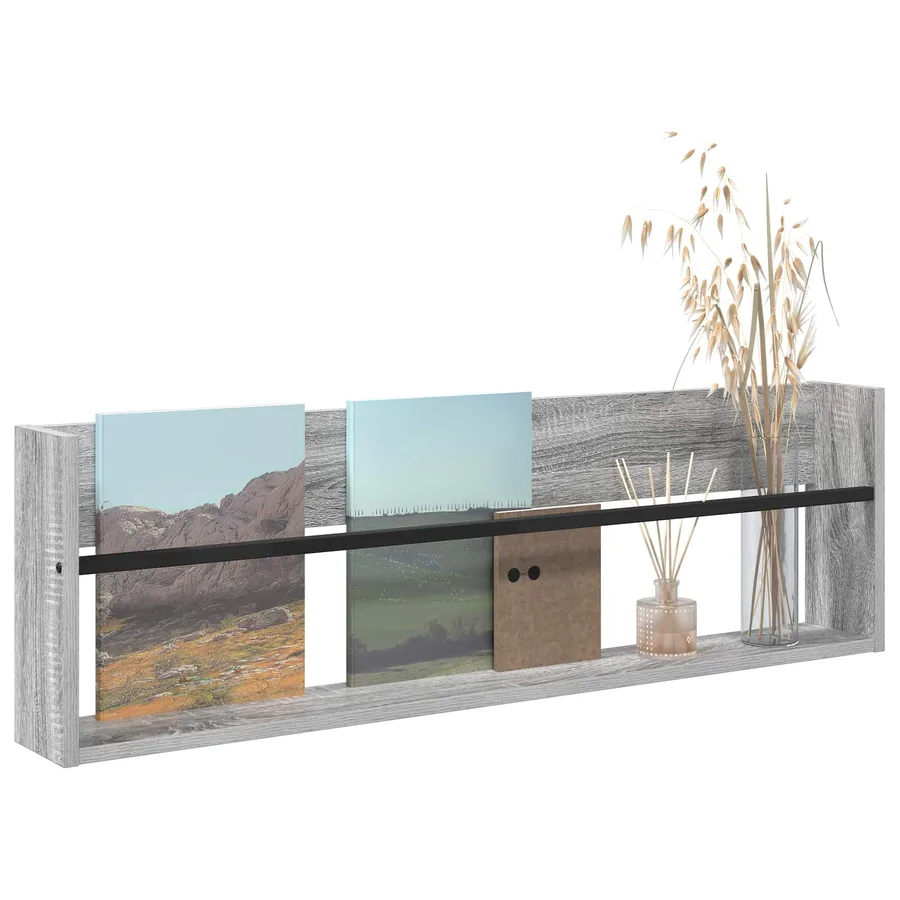 Étagère à magazines avec étagère Gris Sonoma 100 x 12 x 30 cm - 3