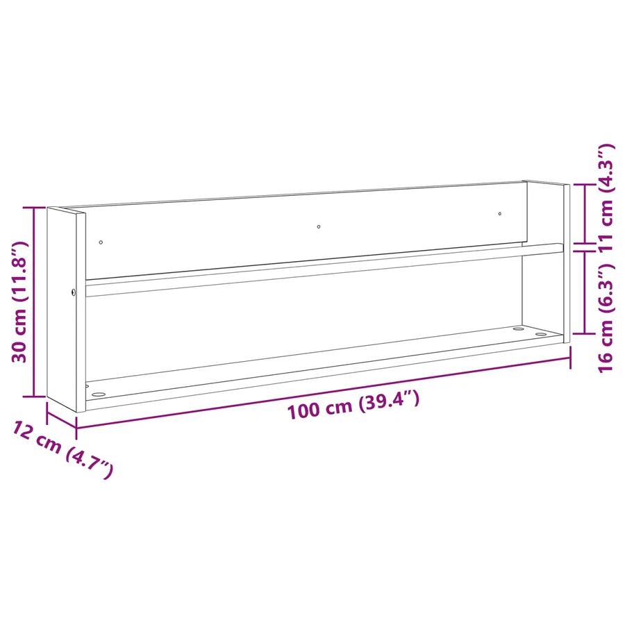 Étagère à magazines 2 pcs Chêne noir 100 x 12 x 30 cm - 10