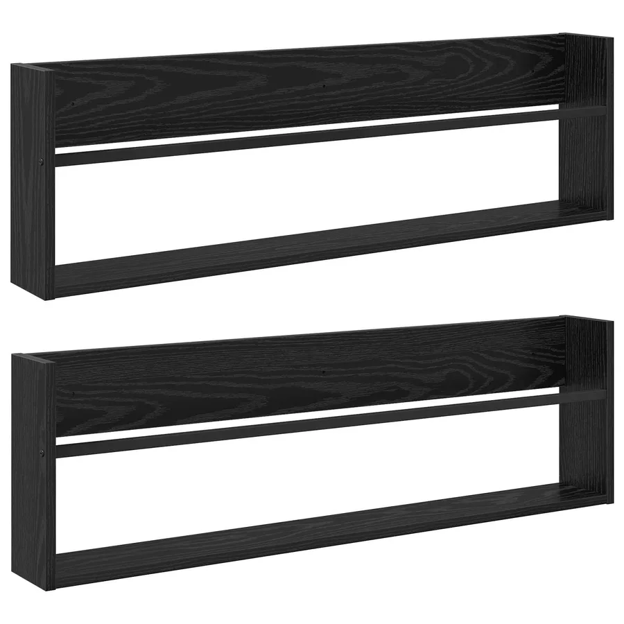 Étagère à magazines 2 pcs Chêne noir 100 x 12 x 30 cm - 2